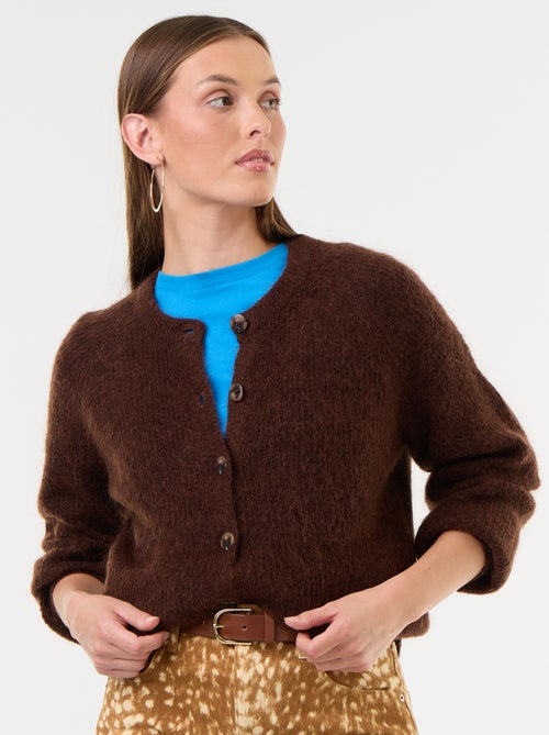 Gilet boutonnée en mohair et laine mélangé - Kiabi