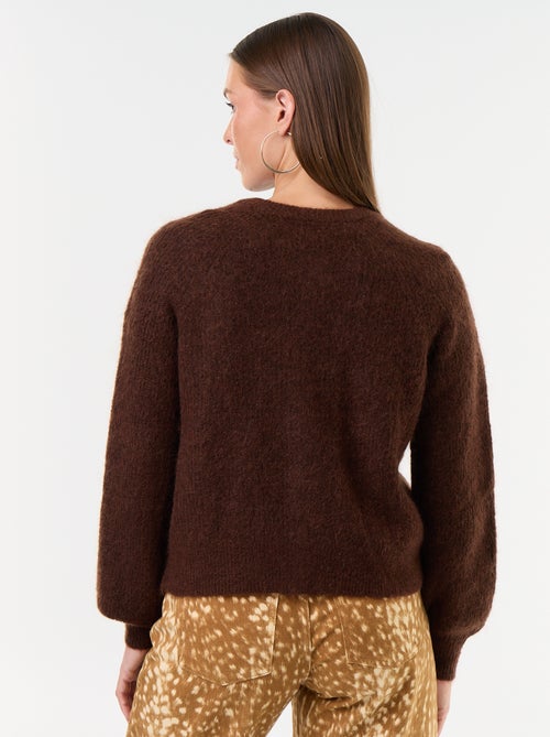 Gilet boutonnée en mohair et laine mélangé - Kiabi