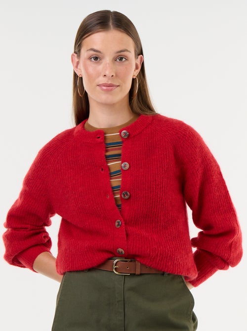 Gilet boutonnée en mohair et laine mélangé - Kiabi