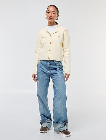 Gilet boutons dorés maille texturée