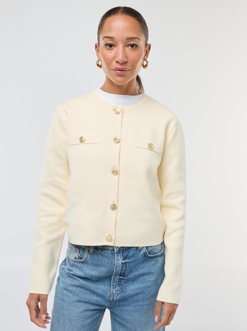 Gilet boutons dorés maille texturée - Kiabi