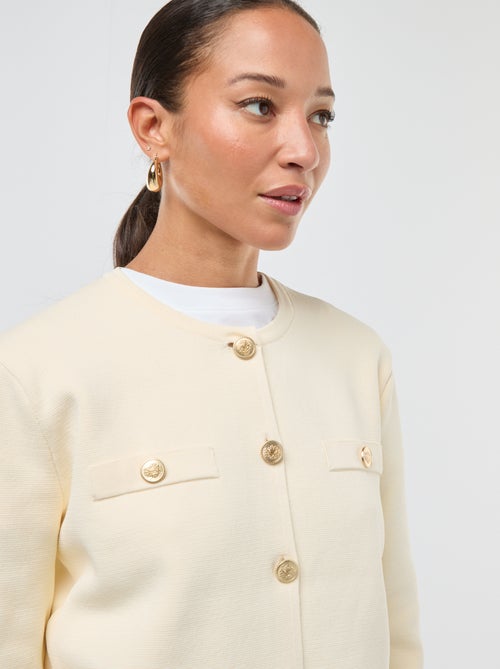 Gilet boutons dorés maille texturée - Kiabi