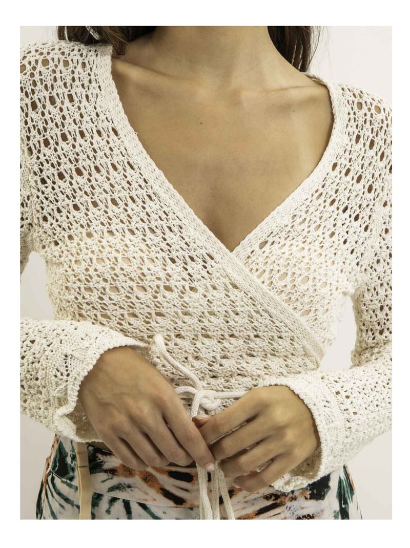 Gilet cache-coeur en crochet kassie Blanc - Kiabi