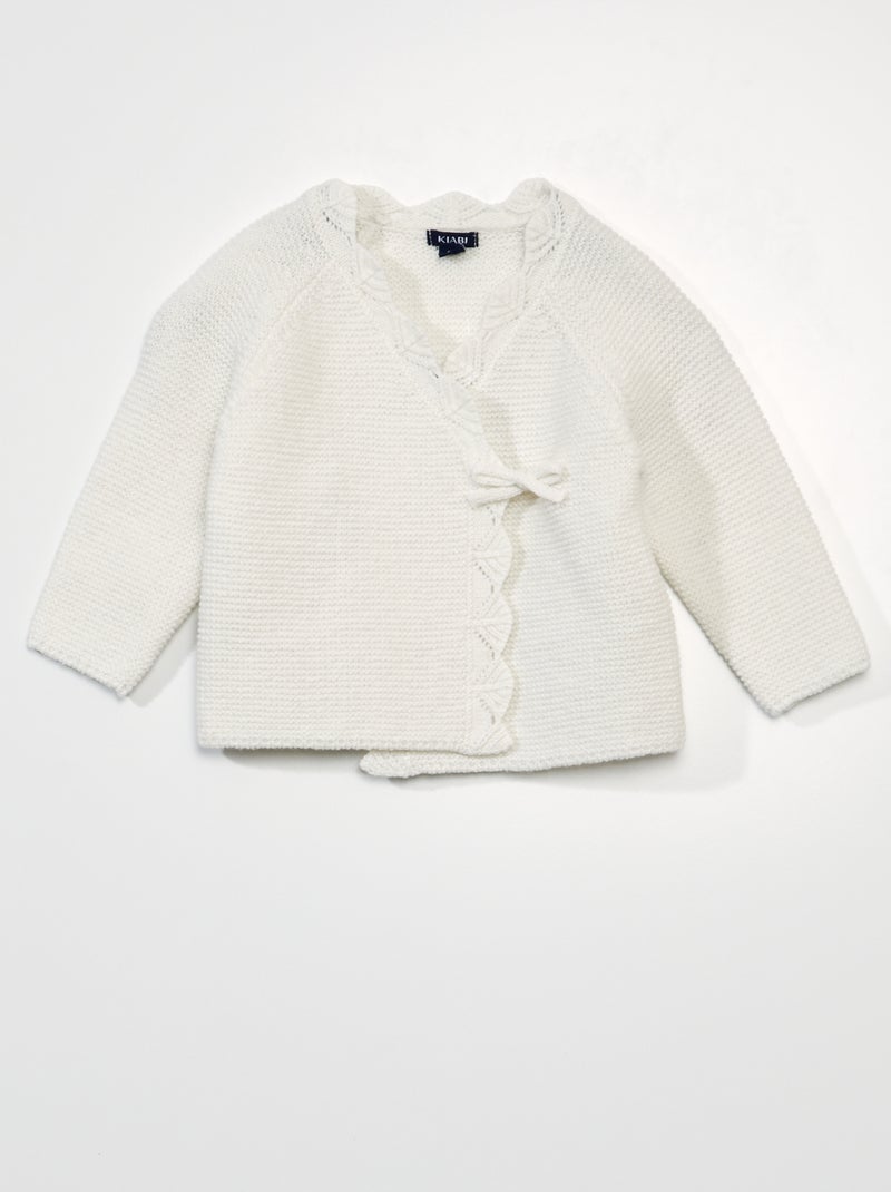 Gilet cache-coeur en point mousse blanc - Kiabi