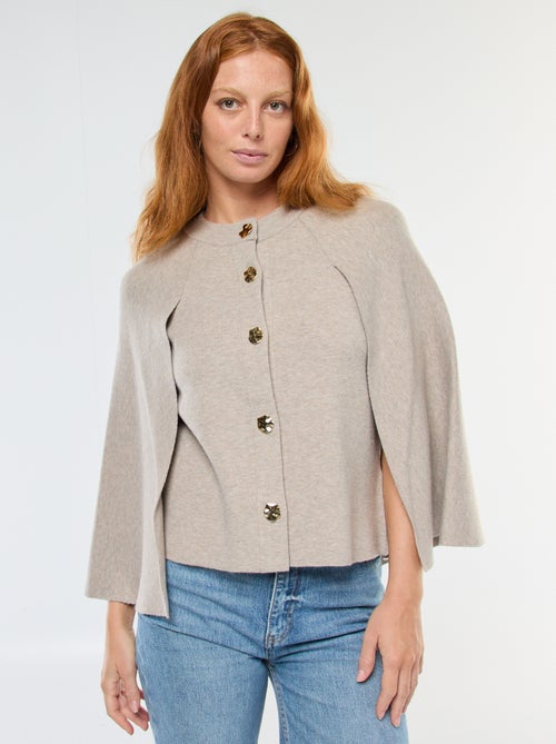 Gilet cape avec boutons dorés - Kiabi