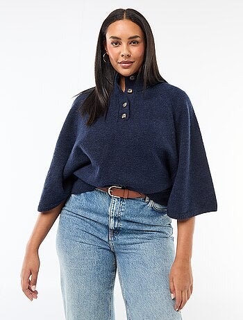 Gilet cape en maille grosse jauge