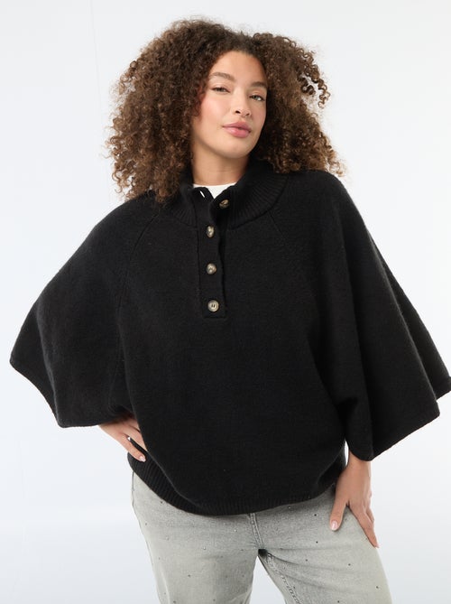 Gilet cape en maille grosse jauge - Kiabi