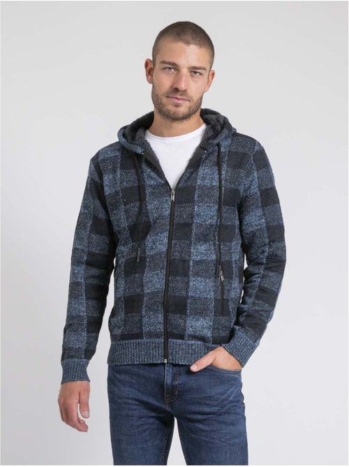 Gilet capuche carreaux doublé sherpa lamacao - Kiabi Gilet capuche carreaux doublé sherpa lamacao - Kiabi