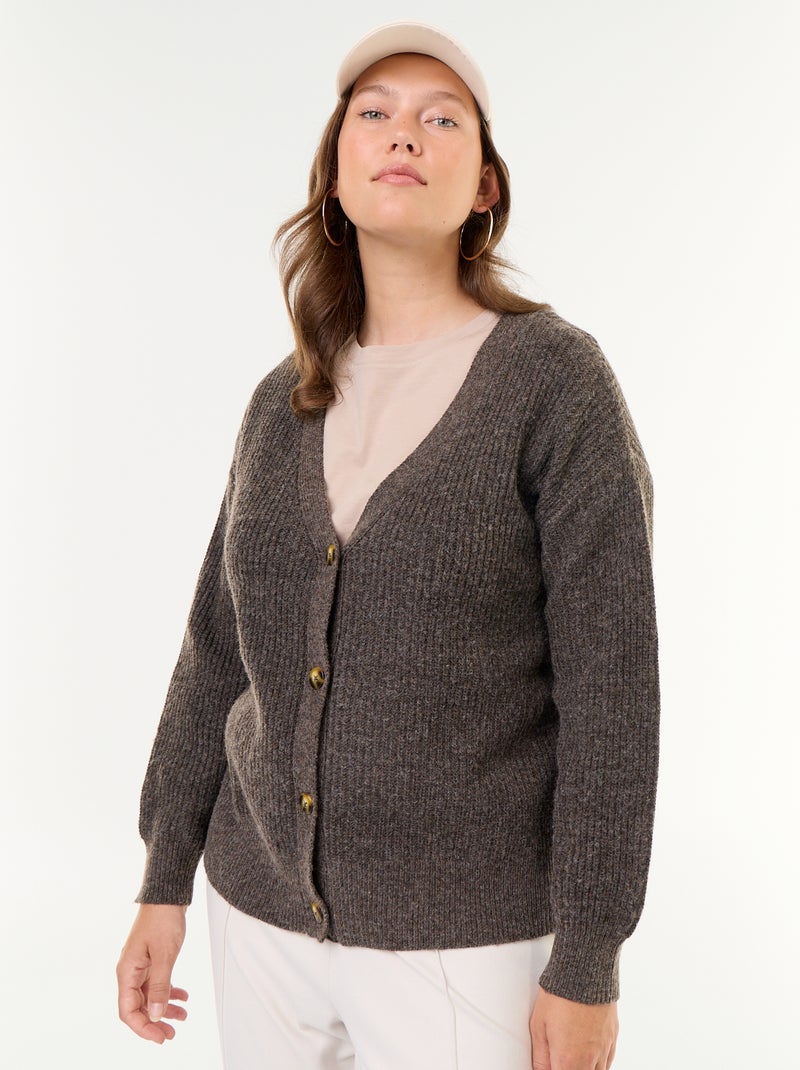 Gilet cardigan à encolure V Marron - Kiabi