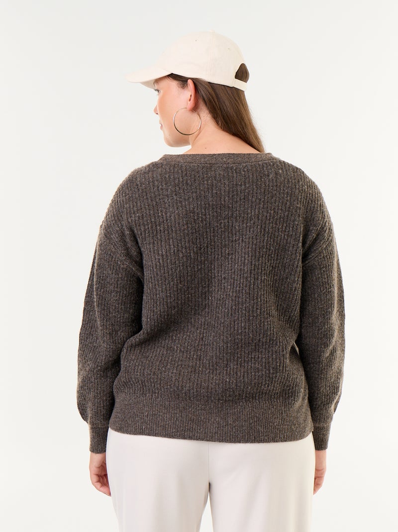 Gilet cardigan à encolure V Marron - Kiabi