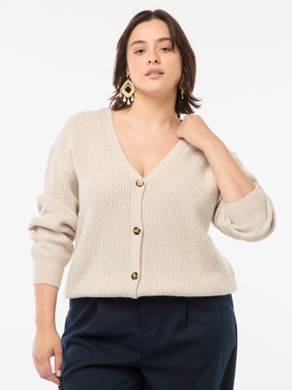 Gilet cardigan en maille côtelée