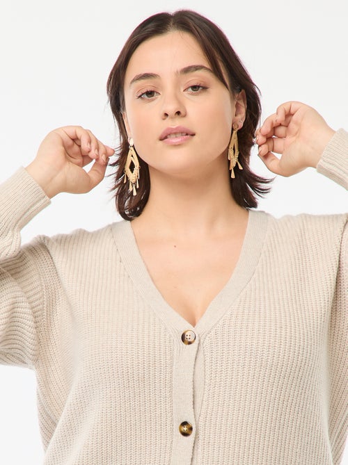 Gilet cardigan en maille côtelée - Kiabi