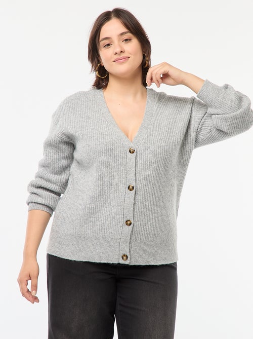 Gilet cardigan en maille côtelée - Kiabi