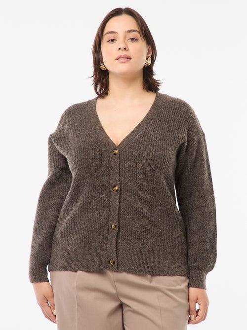 Gilet cardigan en maille côtelée - Kiabi