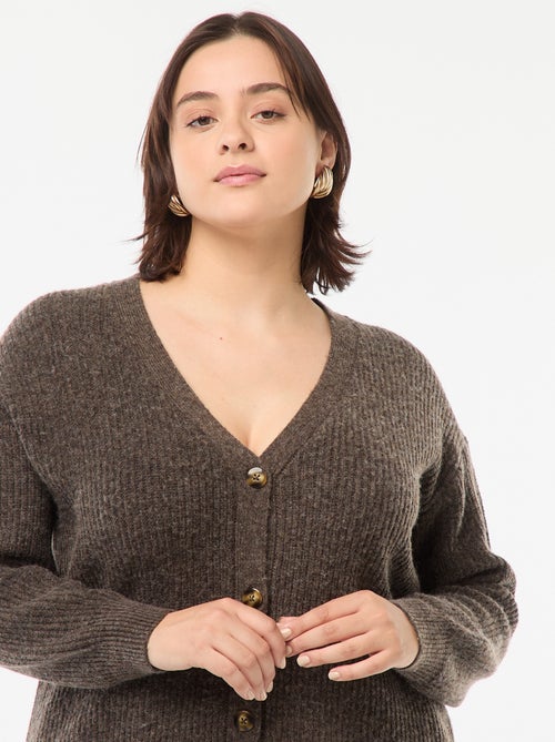 Gilet cardigan en maille côtelée - Kiabi