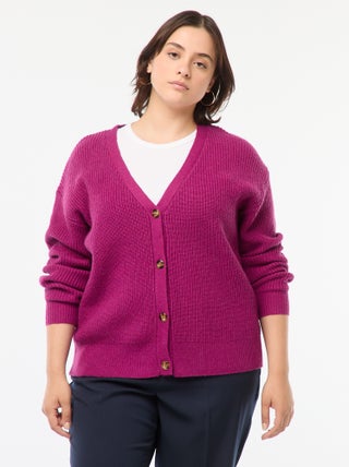 Gilet cardigan en maille côtelée