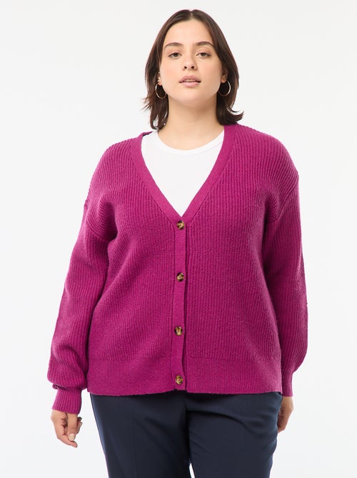 Gilet cardigan en maille côtelée - Kiabi