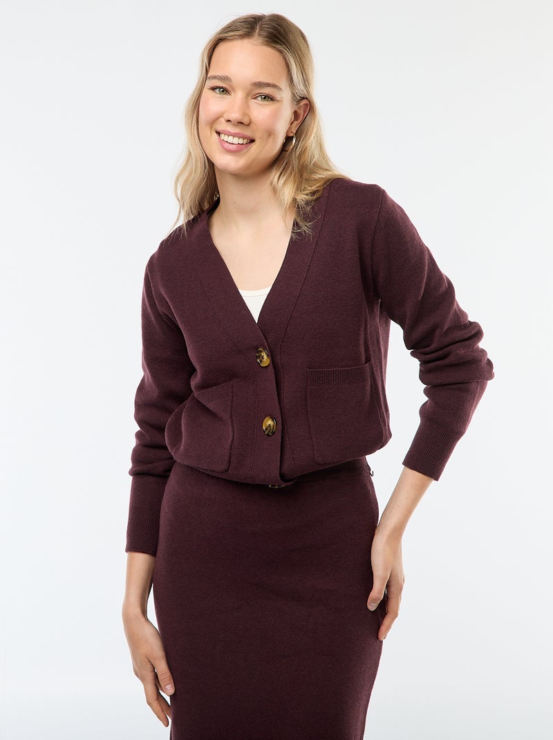 Gilet cardigan en tricot ottoman Prune - Kiabi