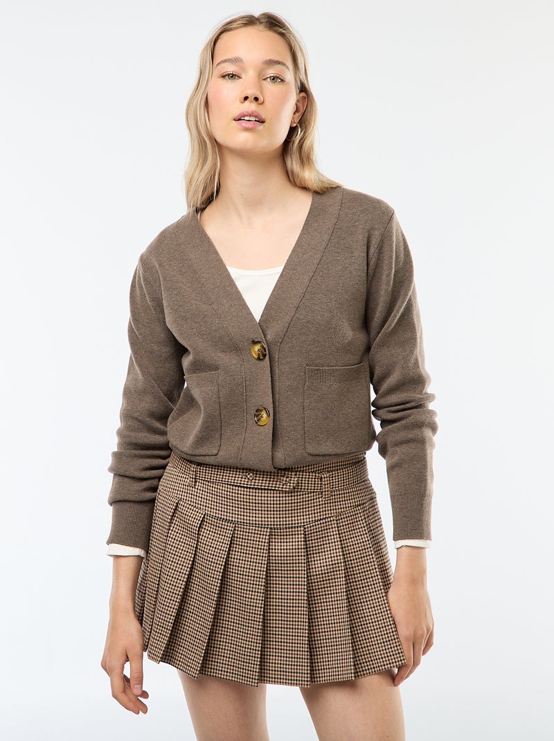 Gilet cardigan en tricot ottoman Taupe - Kiabi