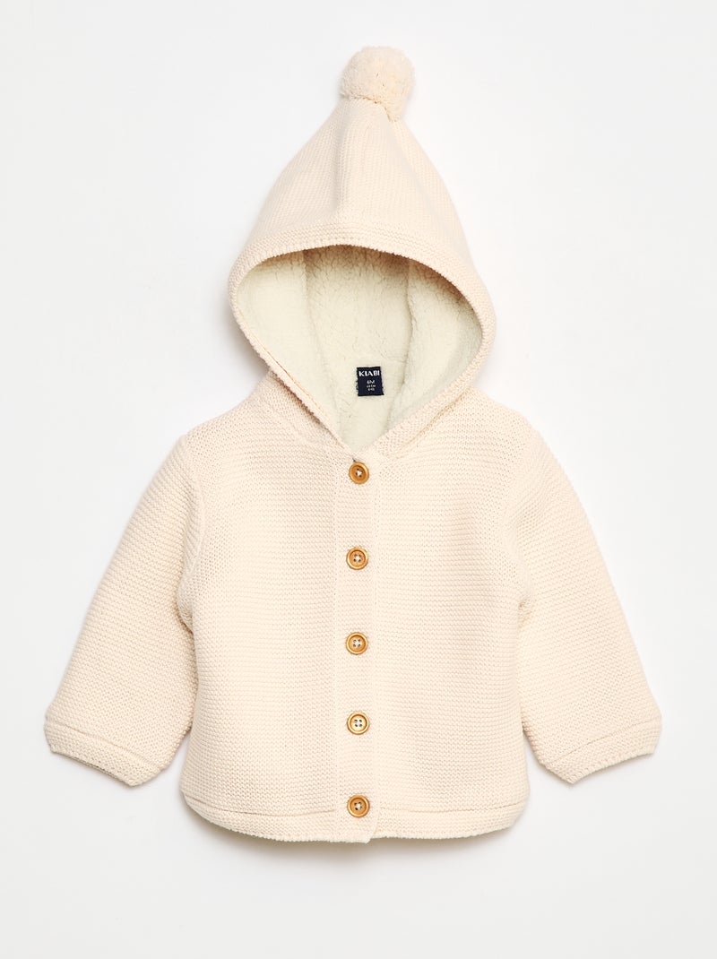 Gilet chaud boutonné en coton Blanc - Kiabi