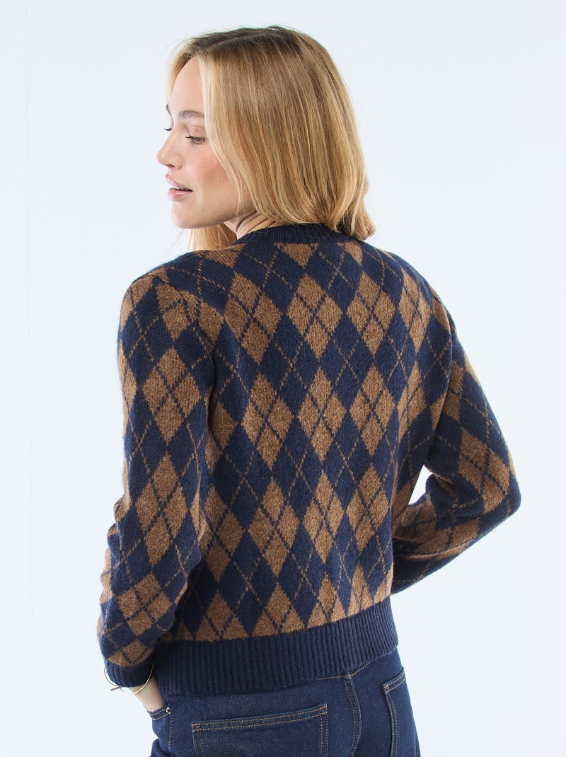 Gilet chaud imprimé losanges Bleu - Kiabi