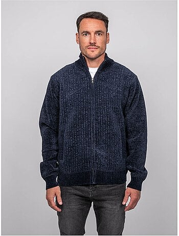Gilet chenille zippé col montant limago