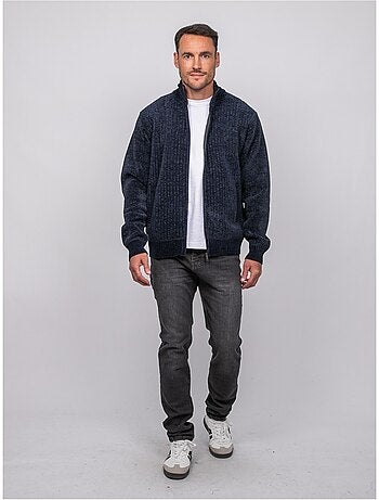 Gilet chenille zippé col montant limago