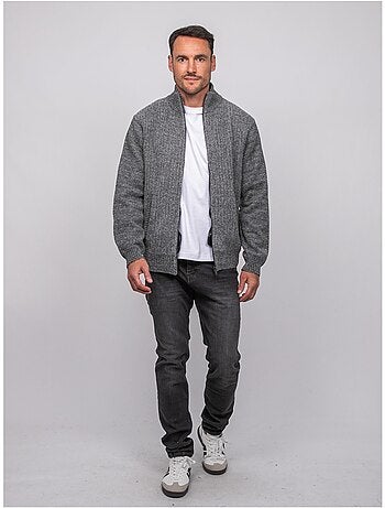 Gilet chenille zippé col montant limago