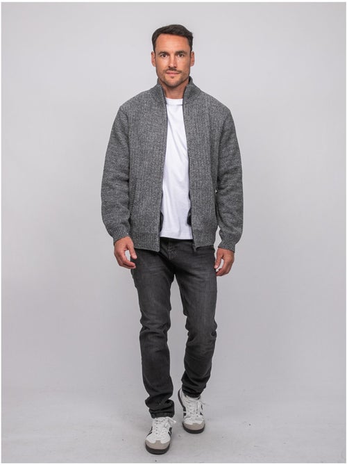 Gilet chenille zippé col montant limago - Kiabi