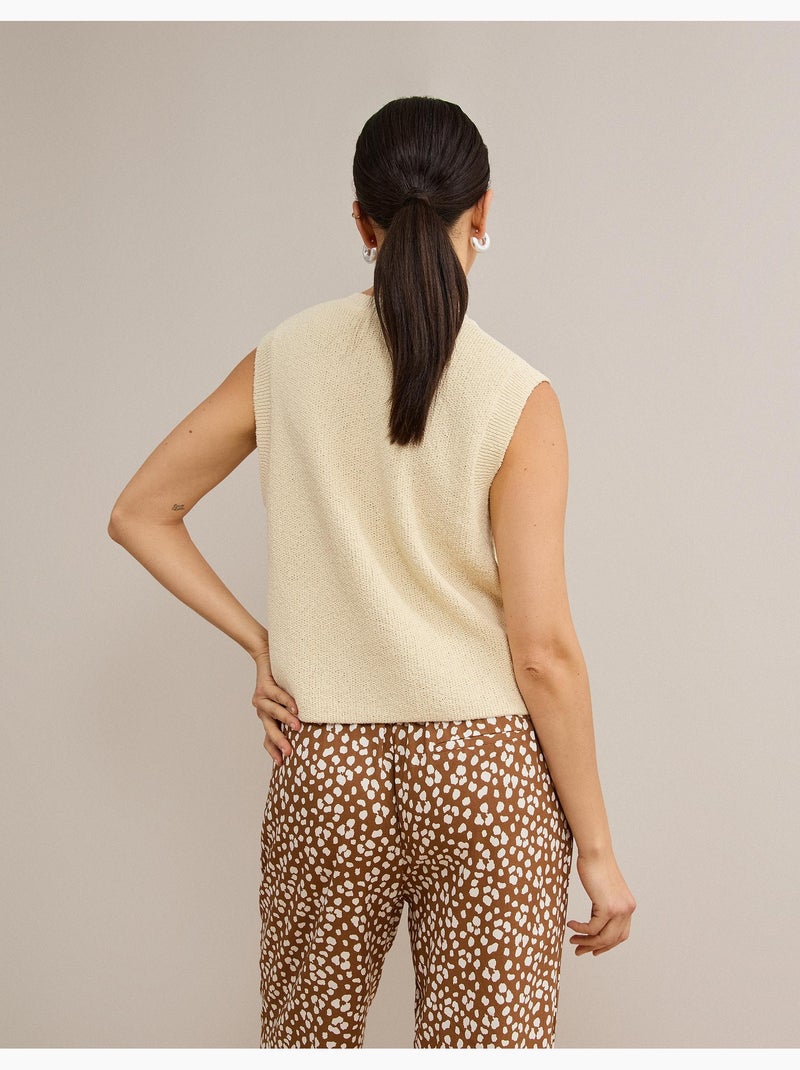 Gilet classique tricoté, mo fashion Beige - Kiabi