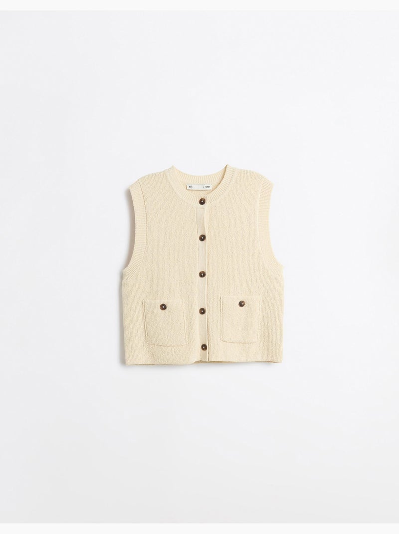 Gilet classique tricoté, mo fashion Beige - Kiabi