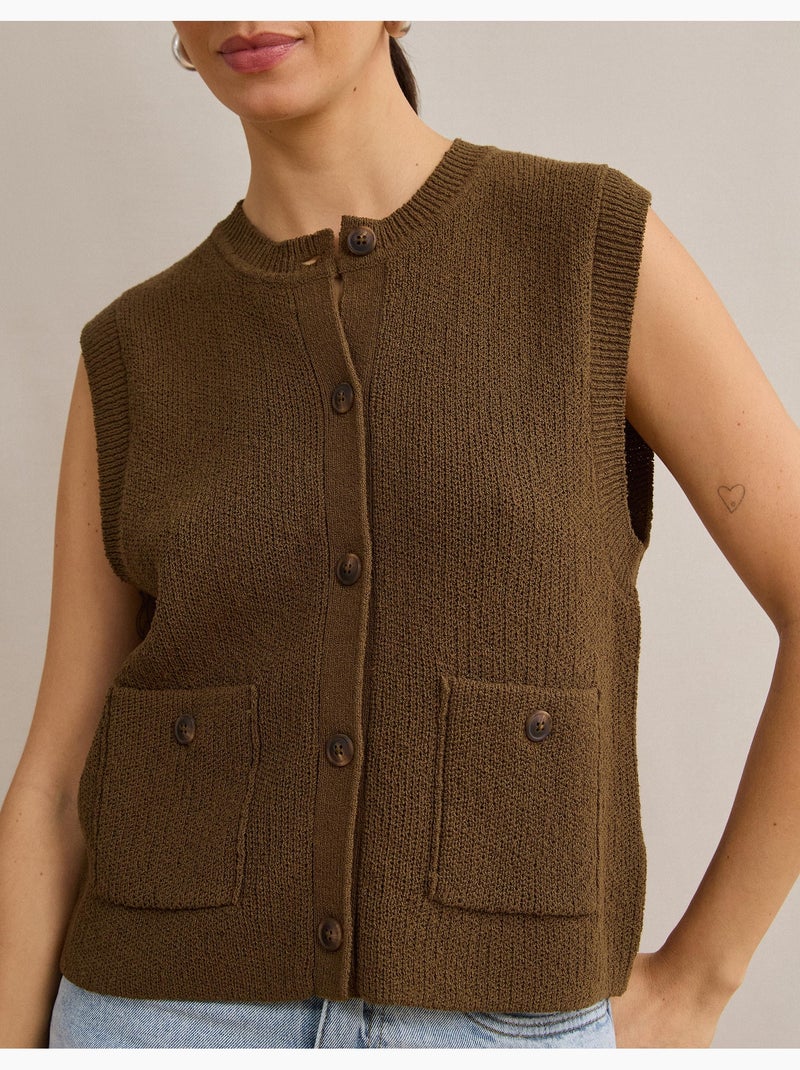 Gilet classique tricoté, mo fashion Marron - Kiabi