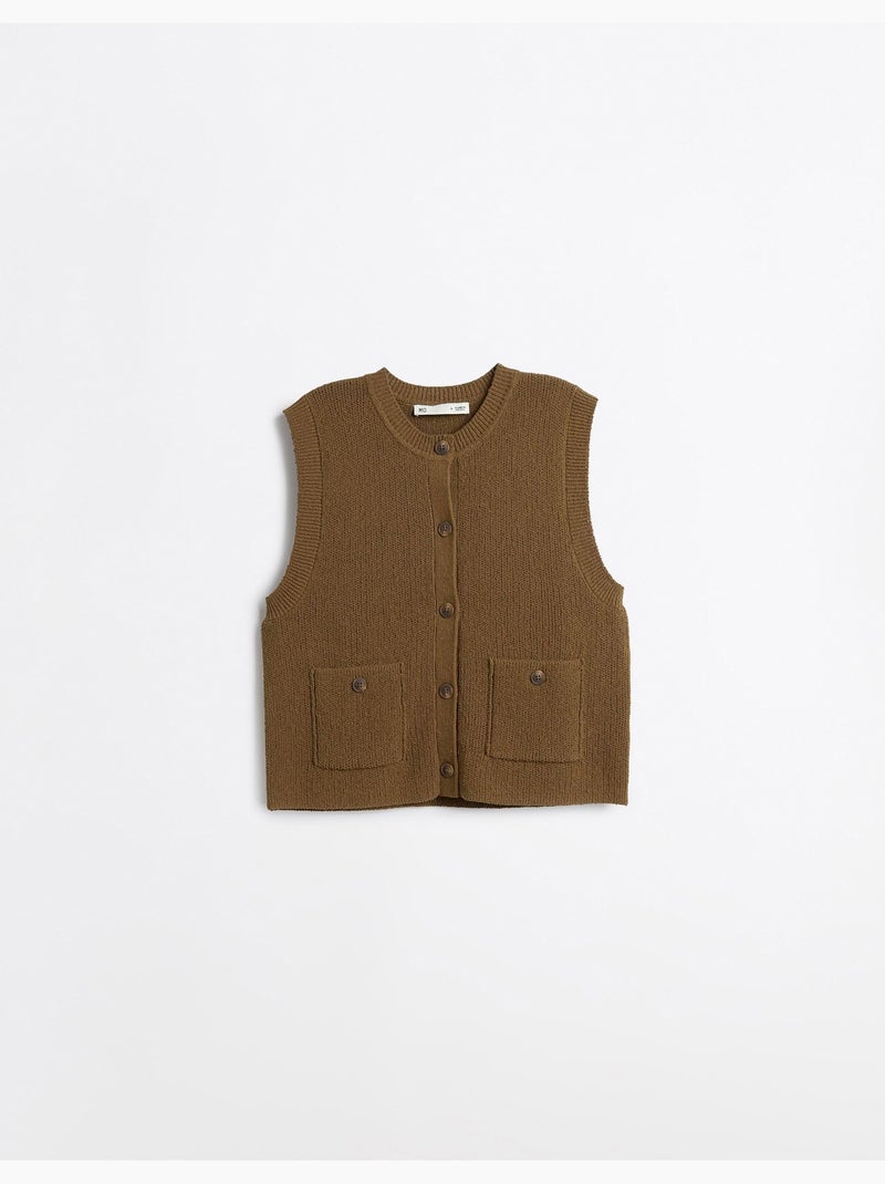 Gilet classique tricoté, mo fashion Marron - Kiabi
