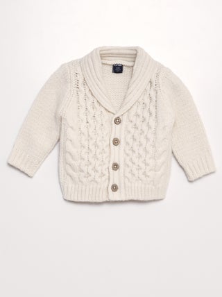 Gilet col châle en maille tricot