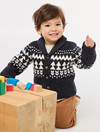 Gilet col chale jacquard