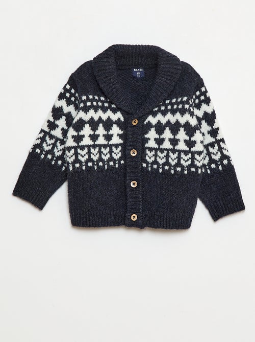 Gilet col chale jacquard - Kiabi