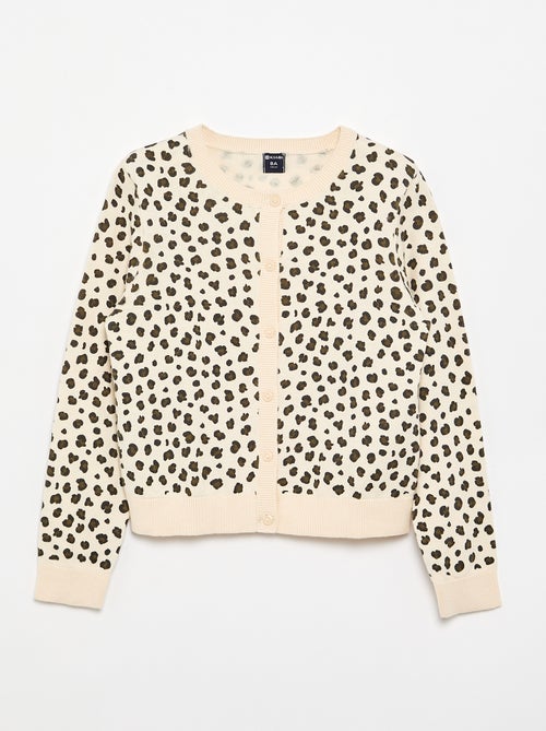 Gilet col rond léger avec imprimé léopard - Kiabi