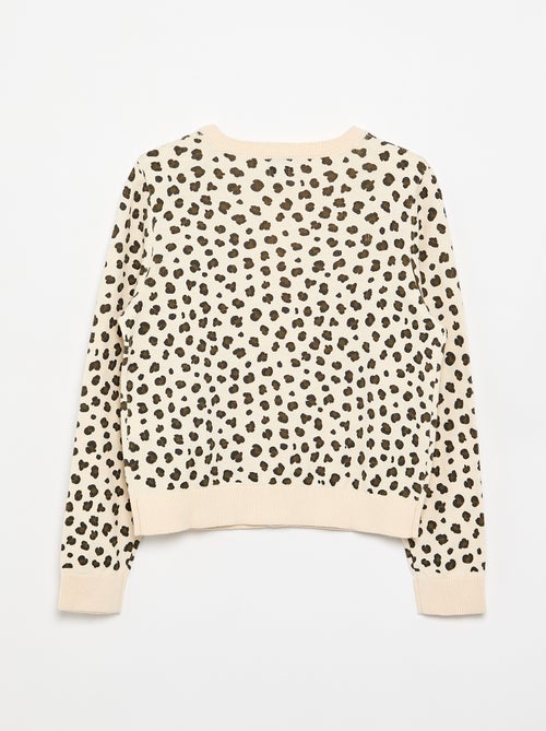 Gilet col rond léger avec imprimé léopard - Kiabi