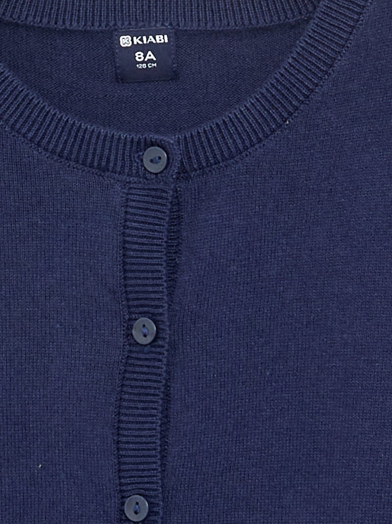 Gilet col rond léger uni Marine - Kiabi