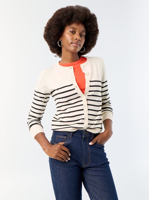 Gilet col rond uni - Kiabi Gilet col rond uni - Kiabi