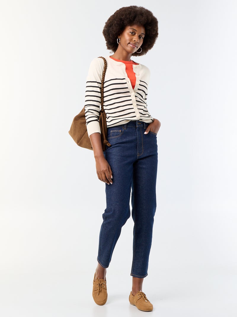 Gilet col rond uni Beige - Kiabi