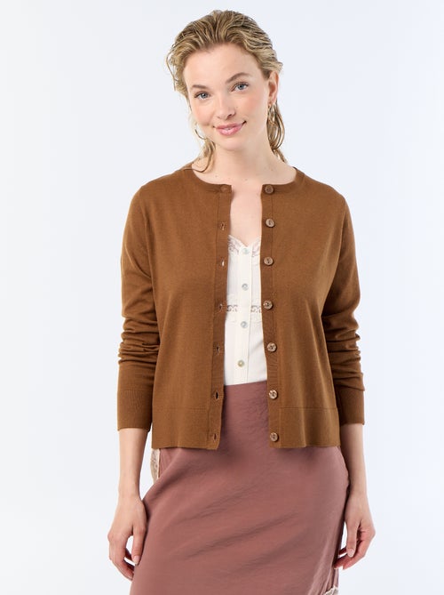 Gilet col rond uni - Kiabi Gilet col rond uni - Kiabi