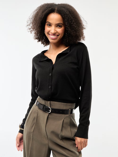 Gilet col rond uni - Kiabi