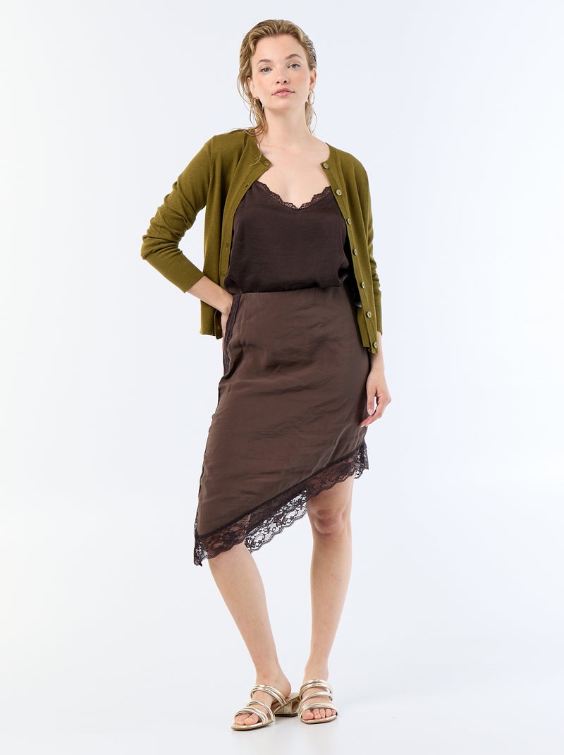 Gilet col rond uni Vert - Kiabi