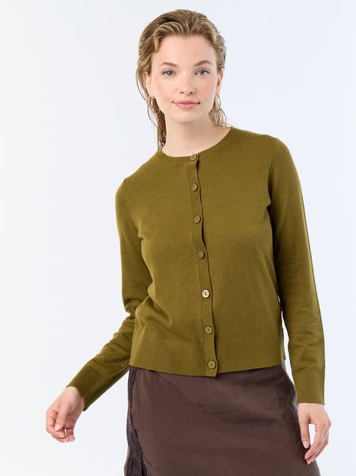 Gilet col rond uni - Kiabi Gilet col rond uni - Kiabi