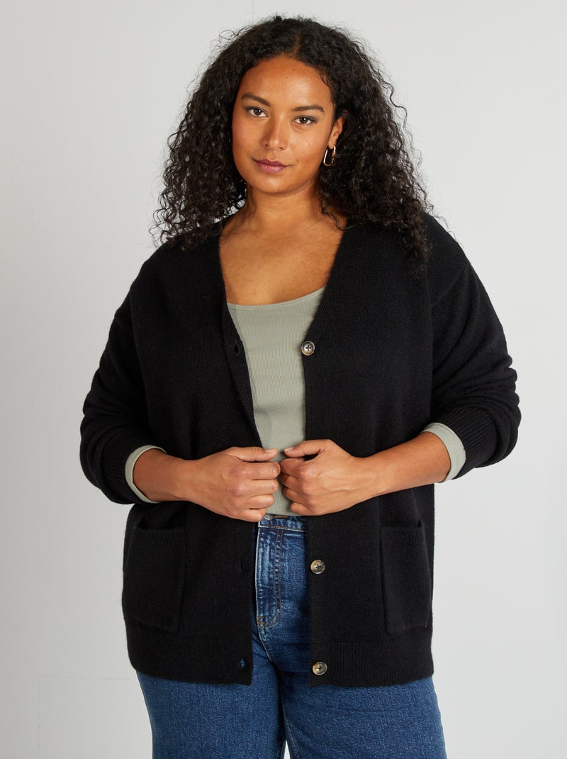 Pull col V avec boutons dorés A ARTHEMIS PUL NOIR - ETAM