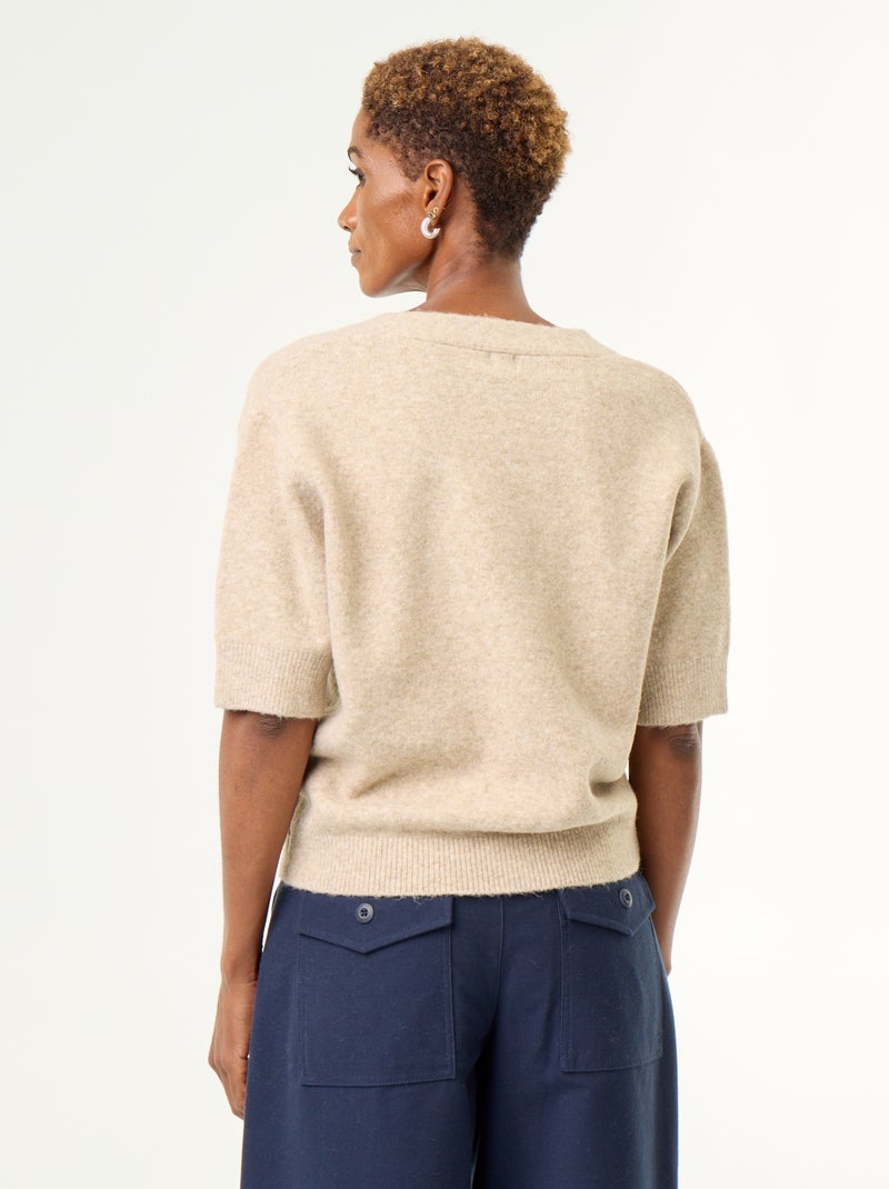 Gilet col V sans manches Beige - Kiabi