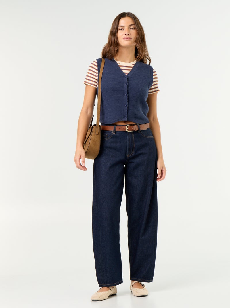 Gilet col V sans manches Bleu - Kiabi