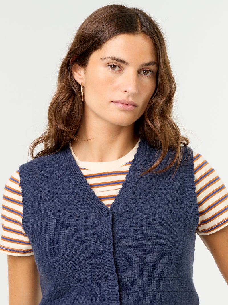 Gilet col V sans manches Bleu - Kiabi