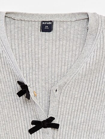 Gilet côtelé avec nœuds en velours